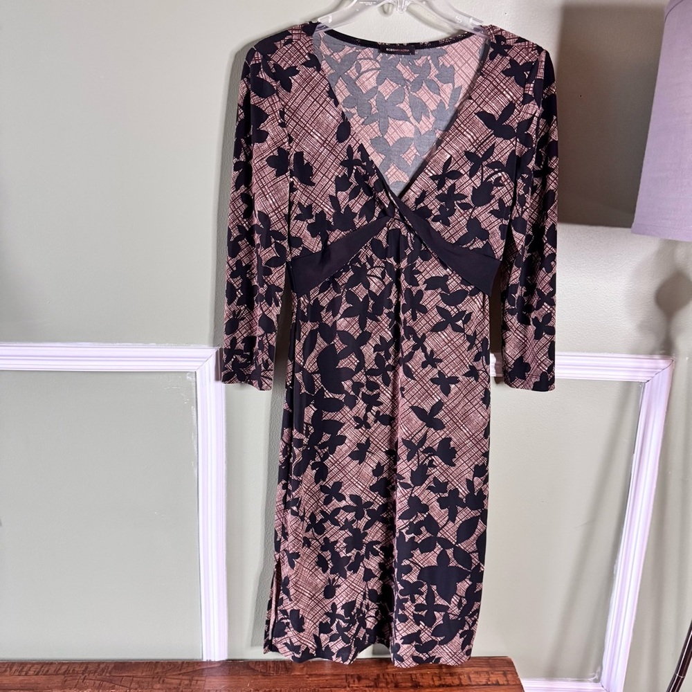 BCBG Maxazria Black and Pink Floral Dress